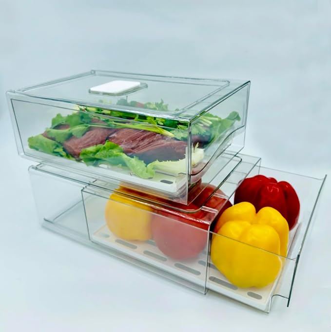 Refrigerator Organizers and Storage Drawer, Stackable Fruit Storage Containers - Image 8