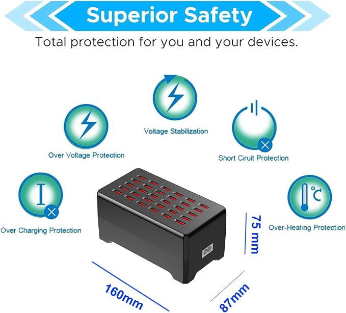 150W 30-Port Multi-Device USB Charging Station - Image 2
