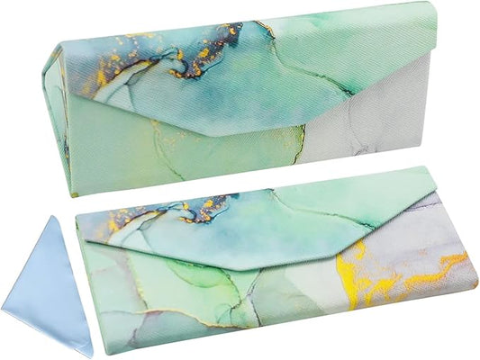 Foldable Glasses Case, Magnetic PU Leahter Sunglasses Case, Cute Hard Shell by FLYINGMAGE