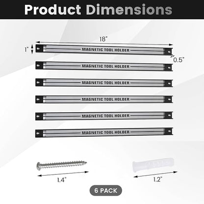 Goplus 6PCS 18" Magnetic Tool Holder, Wall Mounted 176LBS Capacity Magnetic - Image 4