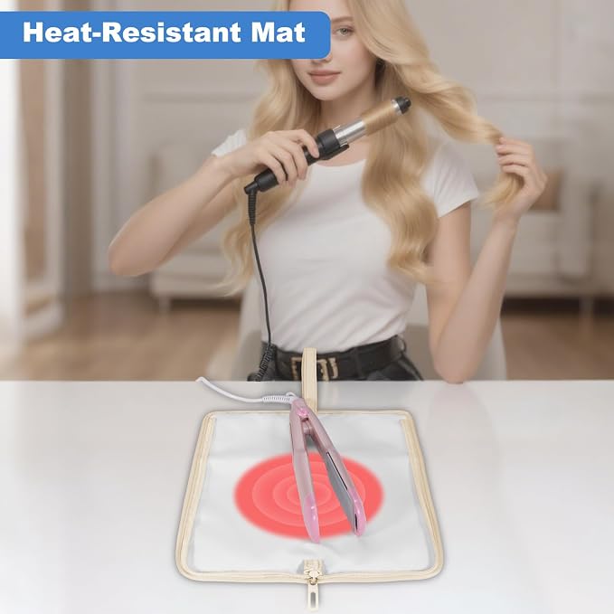 SITHON Hot Iron Holder & Mat, Heat Resistant Hair Tools Travel Bag Portable Hot - Image 2
