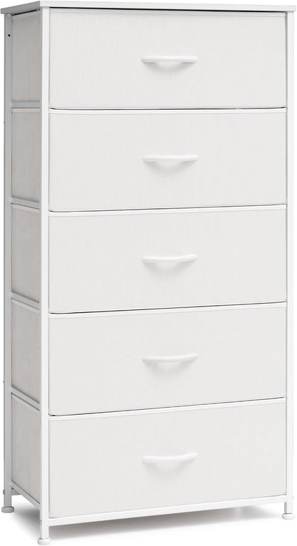 Tall Dresser, Wide Vertical Fabric Storage Organizer, 5 Drawers | Sturdy Steel by CrestliveProducts