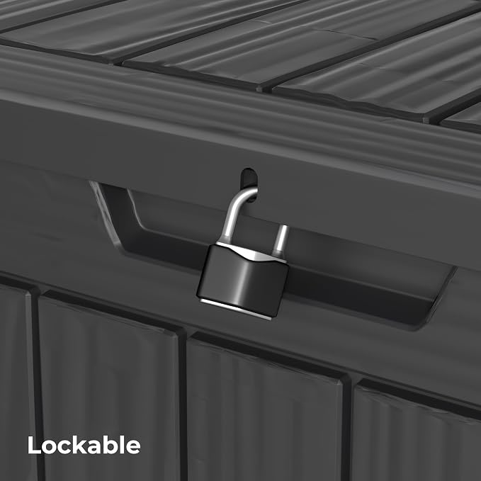 35 Gallon Outdoor Storage Box Waterproof Lockable Resin Deck Box Large - Image 3