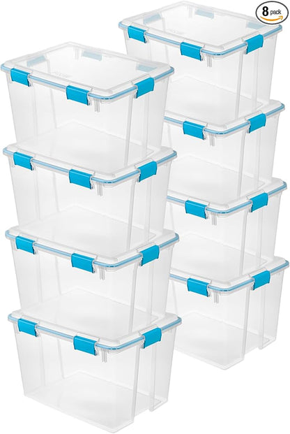 Sterilite 8-Pack Gasket Box, Weather-Resistant Storage Bins by Sterilite