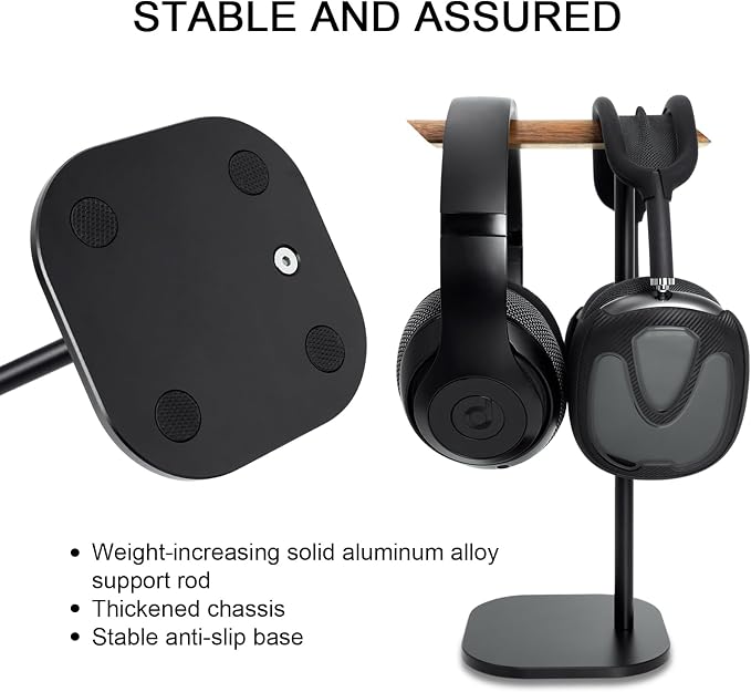 Gvoears Upgraded Headphone Stand, Walnut Wood Headphone Stands Headset Holder - Image 5