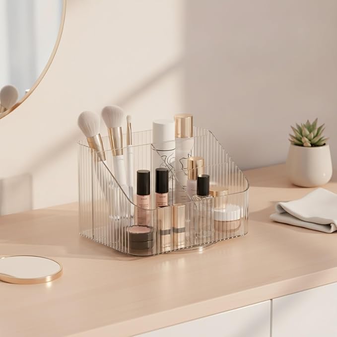 360° Rotating Acrylic Makeup Organizer, Compact Countertop Caddy - Image 2