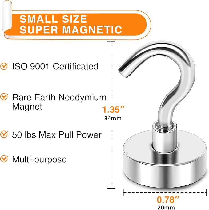 MIKEDE Magnetic Hooks Heavy Duty, 50 Lbs Magnet - Image 3