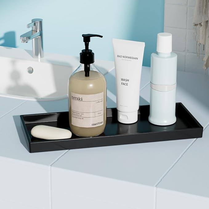 Vanity and Bathroom Tray, 11.8" ABS Countertop Organizer, Waterproof Vanity Tray - Image 3