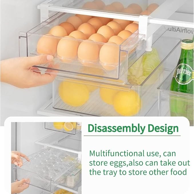 vacane Fridge 28 Egg Drawer Pull Out, Refrigerator Organizer Bins Heavy Duty-L - Image 3