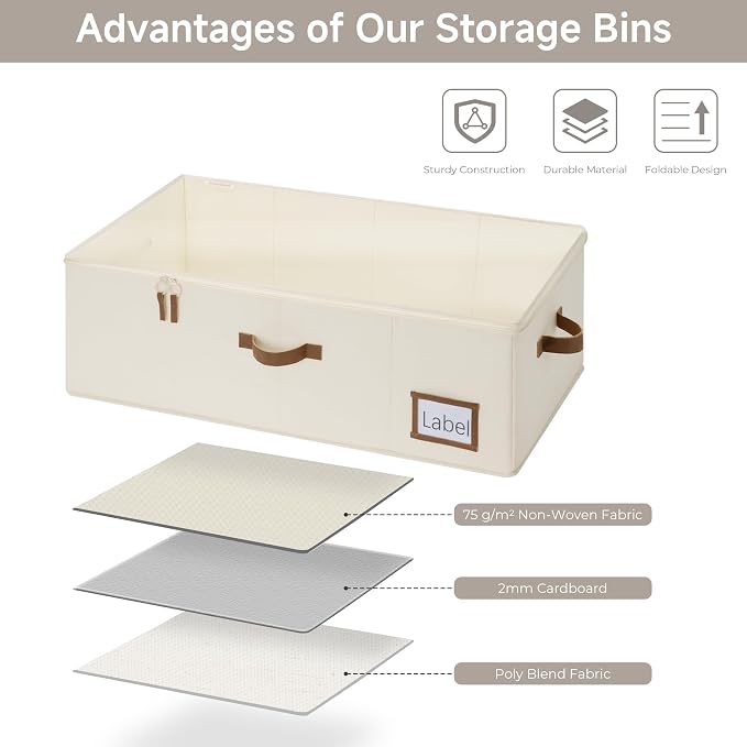 StorageWorks Under Bed Storage Bins, 77L Clothes Organizer - Image 5