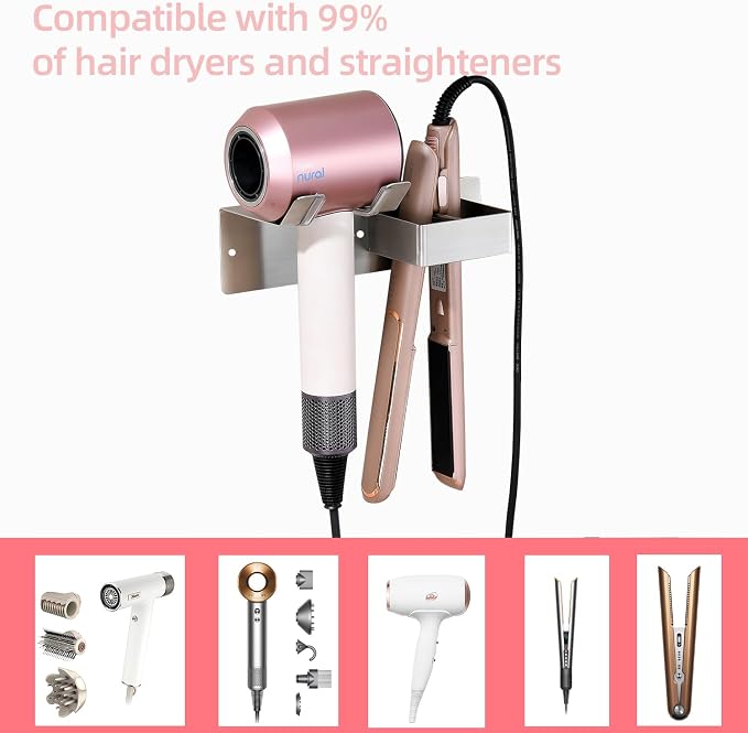 Hair Dryer Holder Wall Mounted, Hair Tool Organizer Wall Mount - Image 2