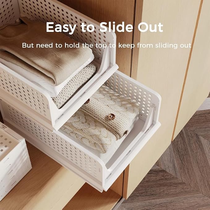 Pinkpum 5 Pack Stackable Plastic Storage Closet Organizers and Storage Bins - Image 4