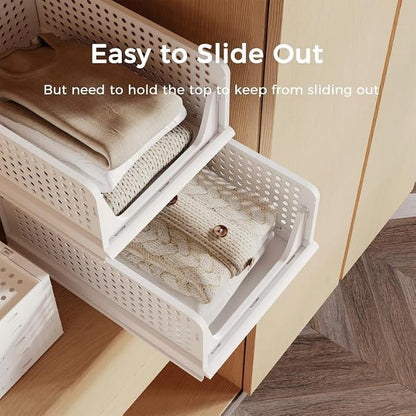 Pinkpum 5 Pack Stackable Plastic Storage Closet Organizers and Storage Bins - Image 4