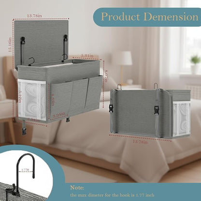 Dual-Purpose Bedside Caddy Organizer Hanging Storage Bag Dorm Storage - Image 7
