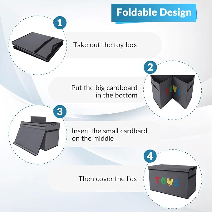 YOLOXO Toy Box Chest, Collapsible Sturdy Storage Bins - Image 3