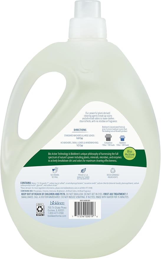 Biokleen Free & Clear Natural 3X Concentrated Liquid Laundry Detergent - Image 2