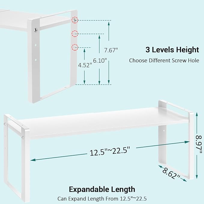2 Pack Expandable Cabinet Organizer Shelves, 88lbs High Weight Capacity - Image 3