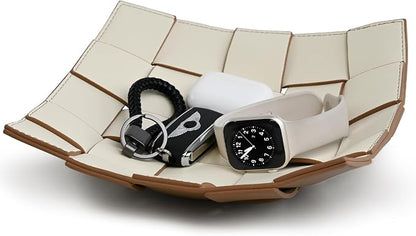 Valet Tray PU Leather Key Bowl for Men Women Entryway Table Nightstand Catchall by MSJGA