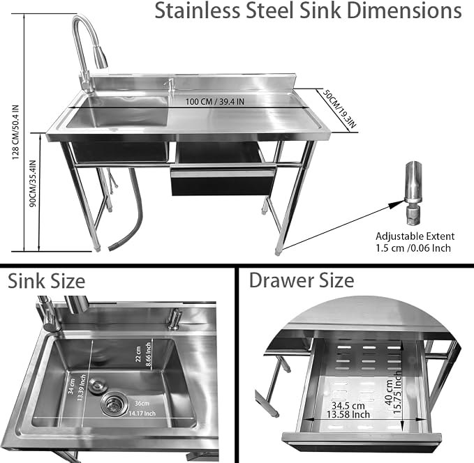 304 Stainless Steel Utility Sink - Image 2