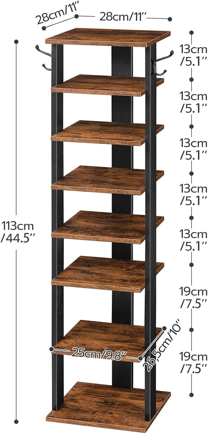 HOOBRO 8 Tiers Vertical Shoe Rack, Wooden Shoe Storage Organizer - Image 6