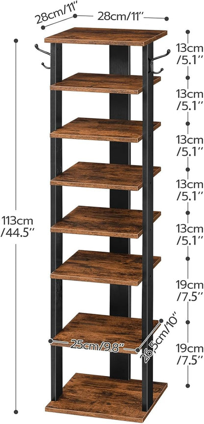 HOOBRO 8 Tiers Vertical Shoe Rack, Wooden Shoe Storage Organizer - Image 6