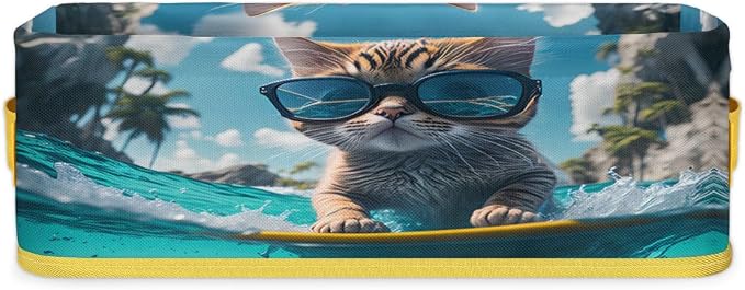 Cat Sunglasses Swim Bathroom Storage Basket, Foldable by ModaQua