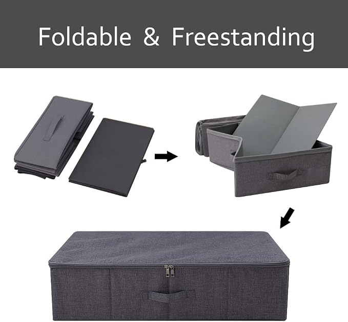 Folding Fabric Rigid Under Bed Closet Storage Bins - Image 7