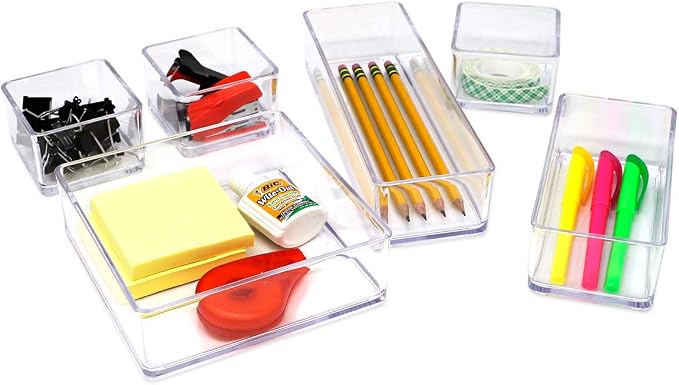 Isaac Jacobs 6-Tray Clear Acrylic Organizer Set, Stackable Storage Solution - Image 7