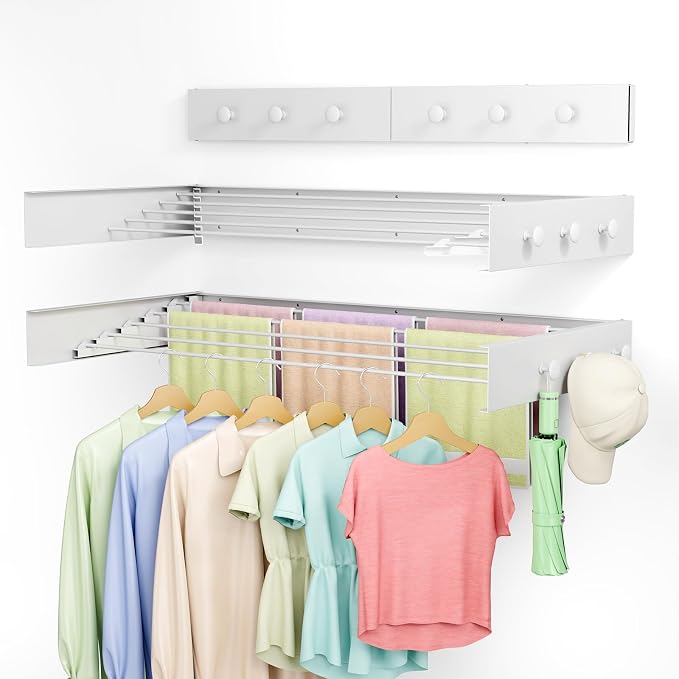 Extra Wide 40" Wall Mounted Clothes Drying Rack, Foldable Laundry Rack by CEHIFIA
