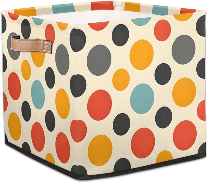 TropicalLife 13x13x13 Inch Large Fabric Storage Cube Vintage Polka Dots by TropicalLife