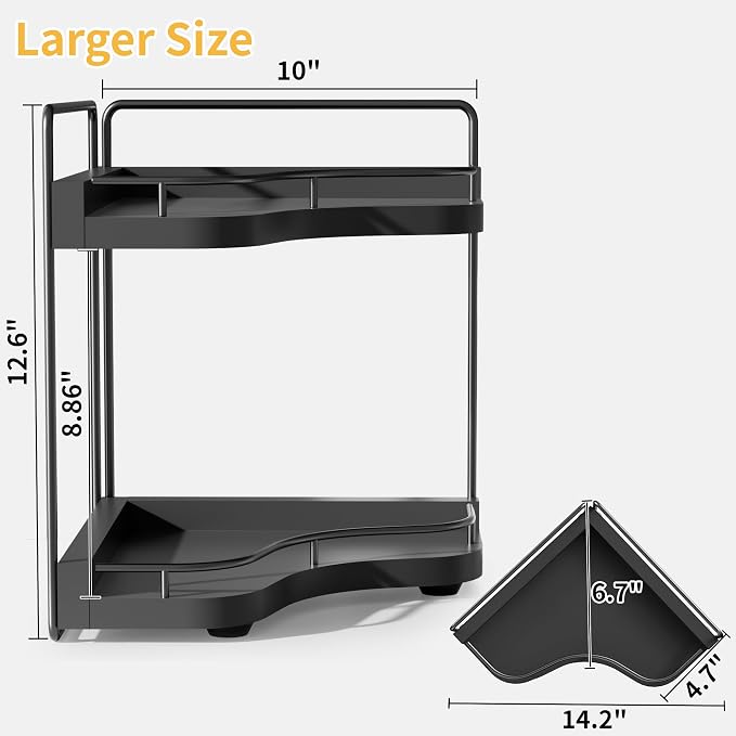 2-Tier Corner Bathroom Counter Organizer - Image 3