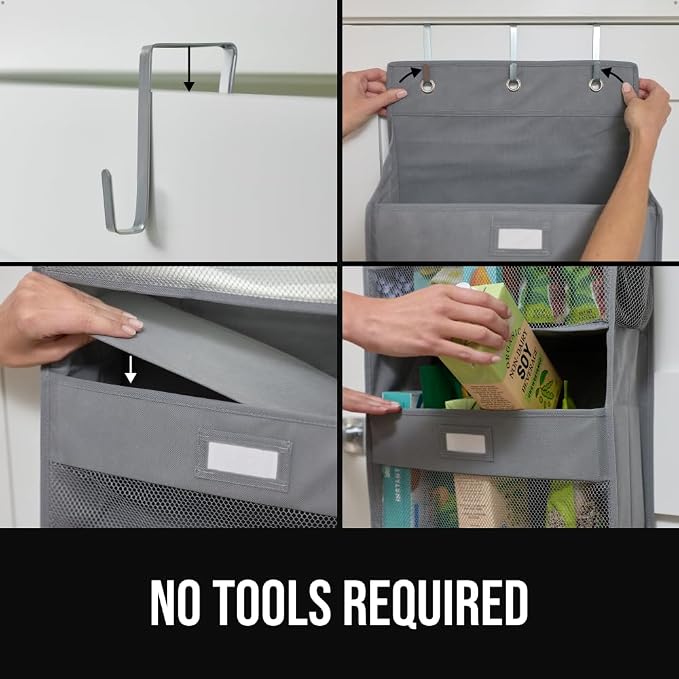GORILLA GRIP Over The Door Organizer Storage, 5 Deep Hanging Shelves, Holds - Image 7