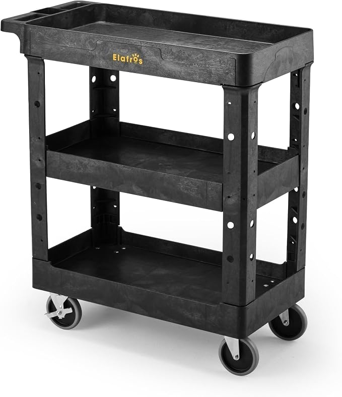 ELAFROS 3 Shelf Heavy Duty Utility Cart, Rolling Work Cart by ELAFROS