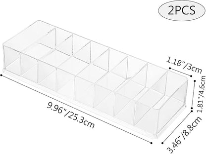 Acrylic Makeup Brush Organizers, 2 Pack 8 Section 8 Compartments Transparent - Image 2