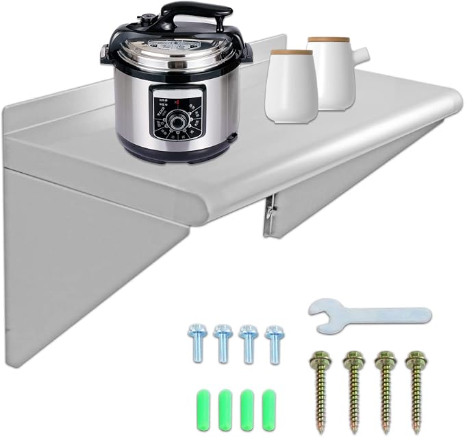 12''x24'' Wall Mounted Stainless Steel Shelf NSF Commercial Metal Wall Mount - Image 4