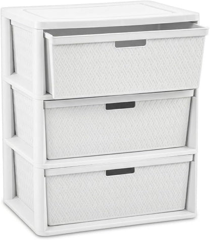 3 Drawer Wide Weave Storage Tower, Modern Style Decorative Freestanding Storage by Unknown