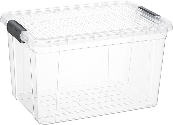Superio Clear Storage Box with Lid, 26.5 Quart Plastic Container Bins by Superio