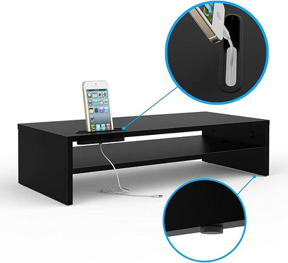 BONTEC Wood Monitor Stand Riser, 2-Tier Desktop Organizer - Image 4