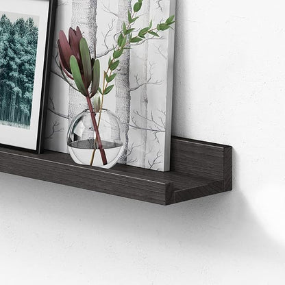 Forbena 36 Inch Photo Picture Ledge Shelf Set of 4, Narrow Long Wood Wall Shelf - Image 7
