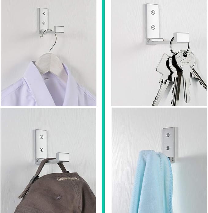 Folding Coat Hooks, Wall Hooks for Hanging Aluminum Alloy Cloth Hanger Coat - Image 4