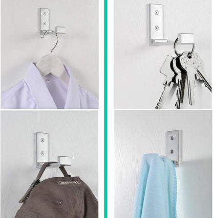 Folding Coat Hooks, Wall Hooks for Hanging Aluminum Alloy Cloth Hanger Coat - Image 4