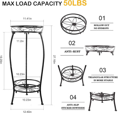 Plant Stand Indoor Outdoor 27.1'', 2 Tier Tall Metal Plant Stands, Heavy Duty - Image 4