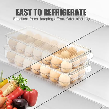 cutesun Egg Holder for Fridge, egg container for refrigerator, 2 Pack Egg Tray - Image 6
