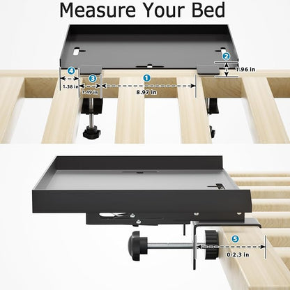 Foldable Bedside Shelf, Metal Clip-On Bed Tray Table - Image 5