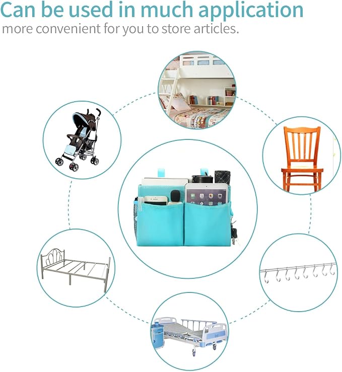Bseash Bunk Bed Organizer, Bedside Caddy Hanging Bed Organizer Storage Bag - Image 6
