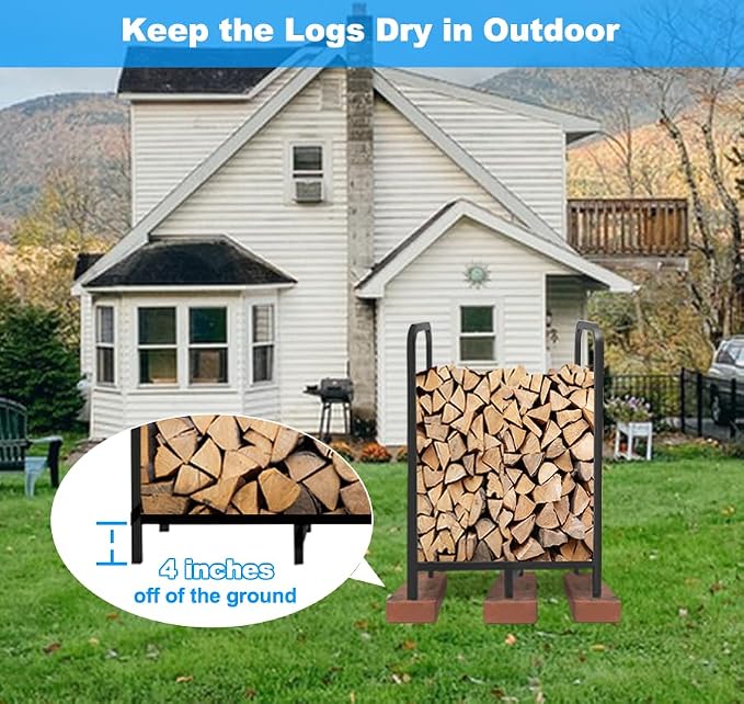 2.8ft Firewood Rack Holder, Adjustable Heavy Duty Fire Log Stacker Stand - Image 4
