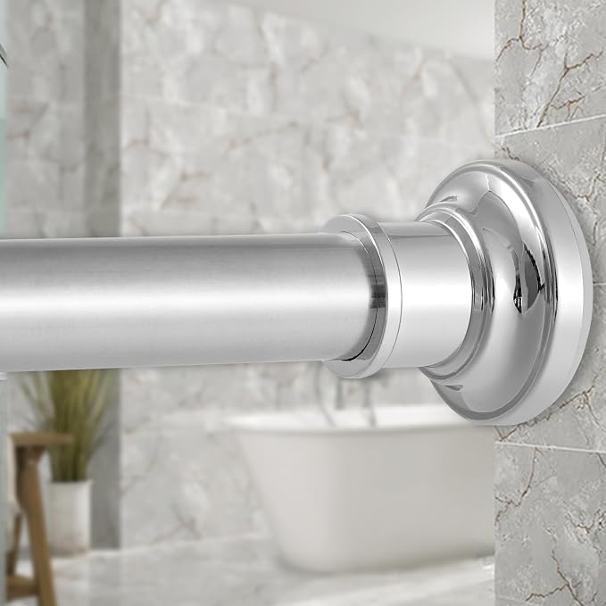 Silver Long Curtain RodTension Shower Curtain Rods 30 to100 inch Adjustable by HaryaersCurvedShowerCurtainRod