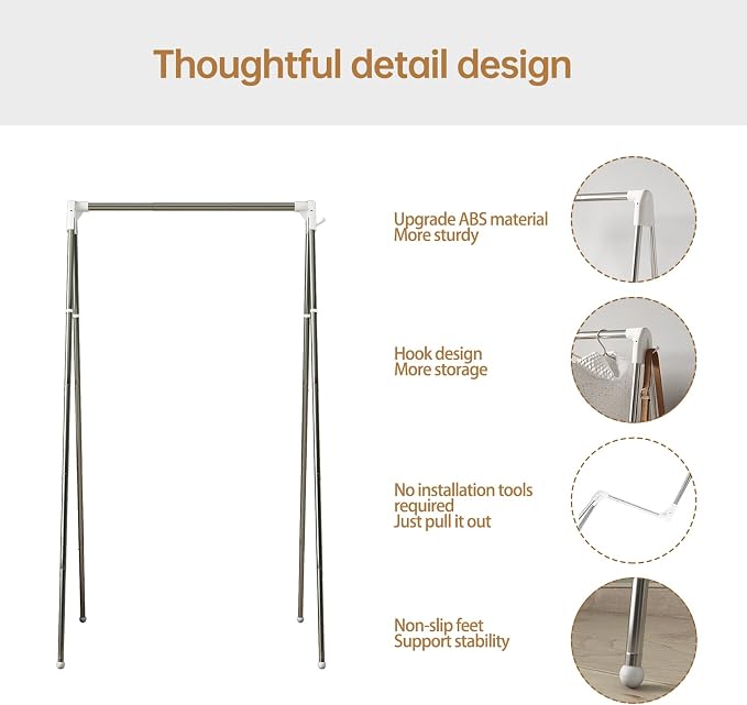 Clothes Drying Rack Foldable, Stainless Steel Portable Clothes Rack Collapsible - Image 7