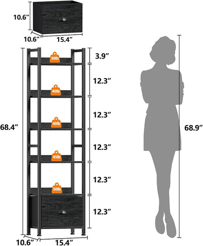 Furologee 6 Tier Bookshelf, Tall Shelf - Image 3