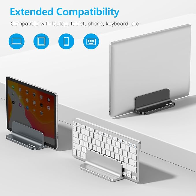 OMOTON Vertical Laptop Stand Holder, Desktop Aluminum Stand - Image 5